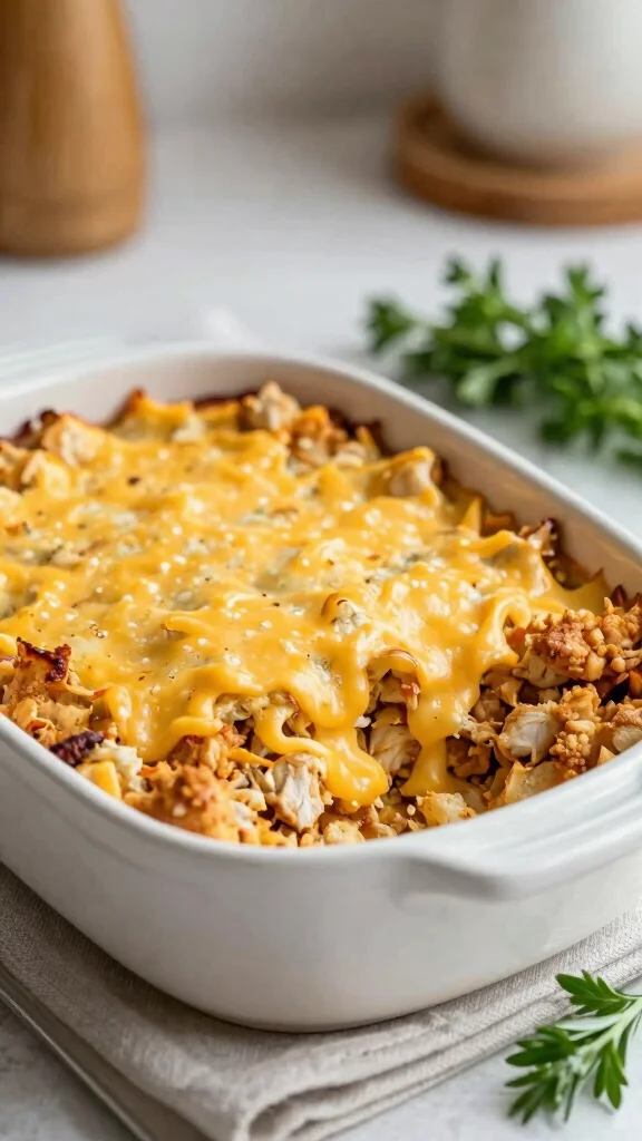 16 Cheesy Chicken Casserole Recipes for Family Dinners - 8. Cheesy Chicken Stuffing Casserole 1