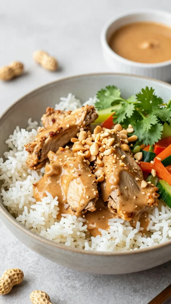 16 Chicken Rice Bowl Recipes for Comfort Meals - 7. Thai Peanut Chicken Rice Bowl 1