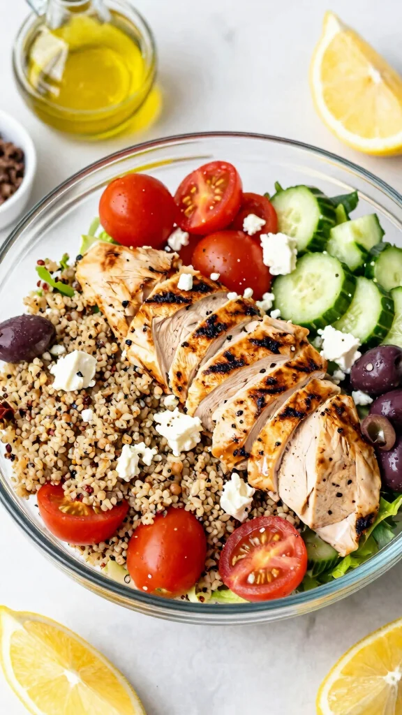 16 Healthy Chicken Meal Prep Ideas for the Week - 6. Mediterranean Chicken Quinoa Salad 1