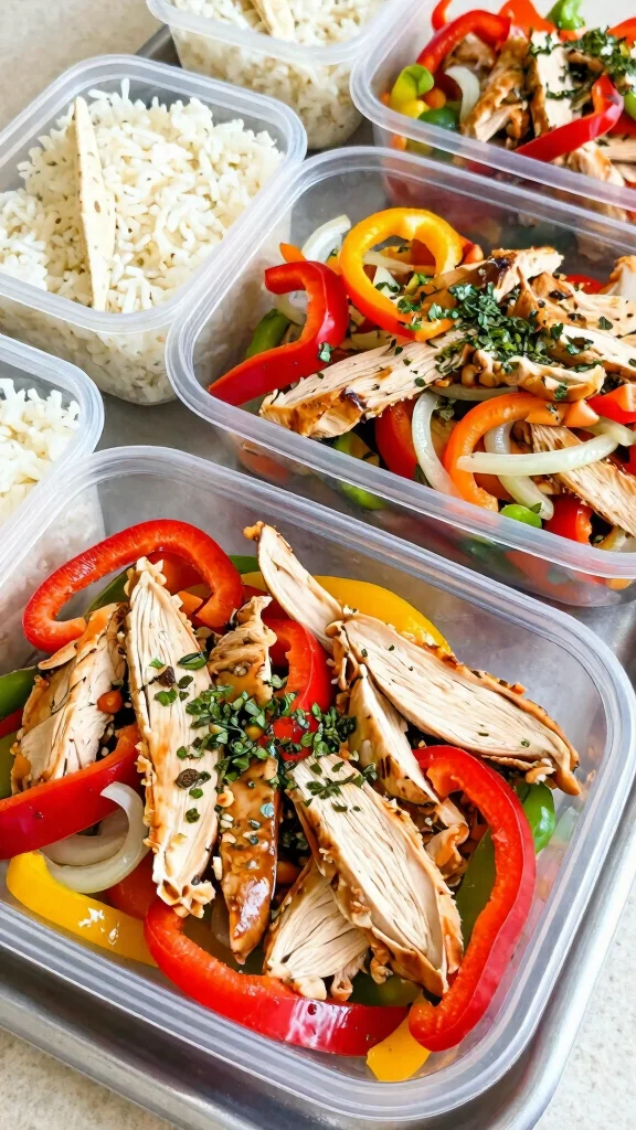 16 Healthy Chicken Meal Prep Ideas for the Week - 8. Chicken Fajita Meal Prep 1