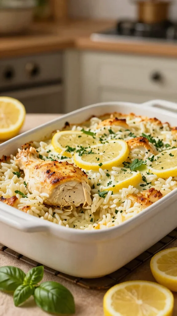 16 Lemon Chicken Recipes Full of Fresh Flavor - 16. Lemon Basil Chicken Rice Casserole 1