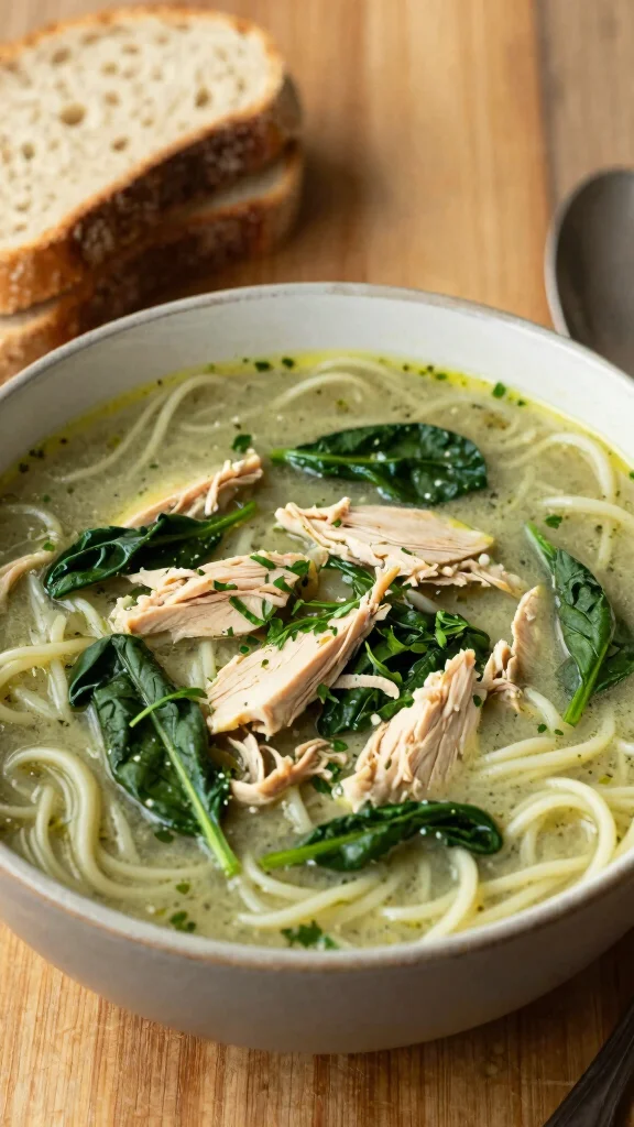 17 Chicken Noodle Recipes Better Than Takeout - 11. Chicken and Spinach Noodle Soup 1