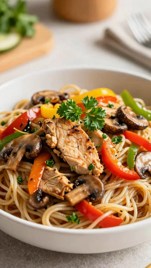 17 Chicken Stir-Fry Noodle Recipes Full of Flavor - 15. Mushroom Chicken Noodle Stir Fry 1