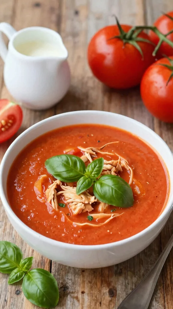 17 Creamy & Comforting Chicken Soup Recipes for Weight Loss - 11. Creamy Tomato Chicken Soup 1
