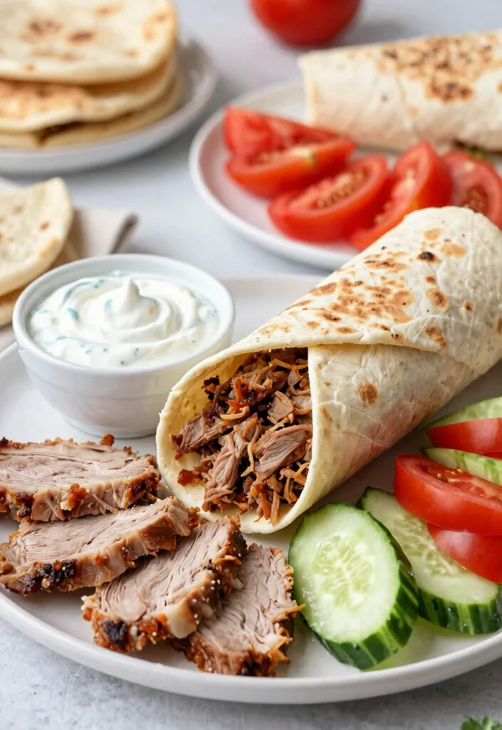 17 Tender Pork Shoulder Roast in Oven: Slow-Roasted Meat - 16. Mediterranean Pork Shoulder Wraps 1