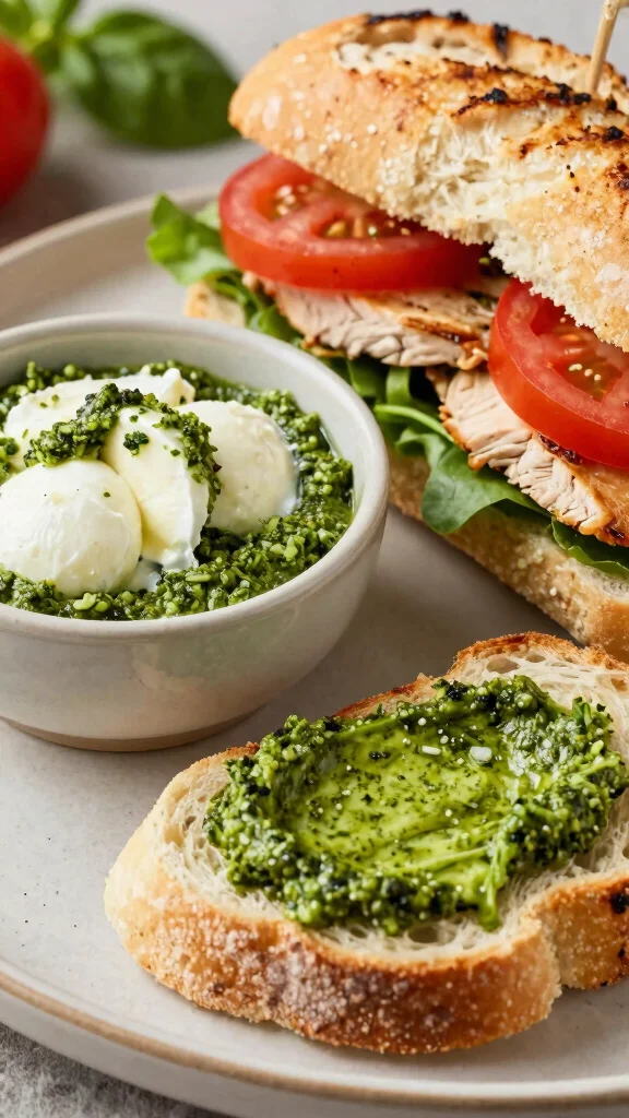 18 Chicken Sandwich Spreads & Fillings Recipes - 6. Pesto & Mozzarella Spread 1