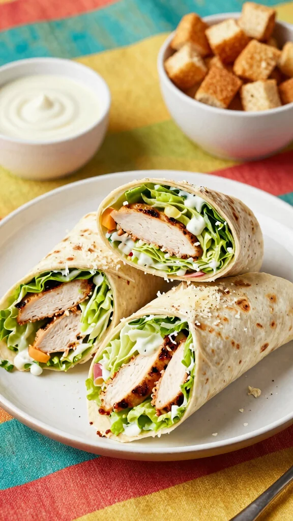 18 High-Protein Chicken Recipes for Fitness Lovers - 18. Chicken Caesar Wraps 1