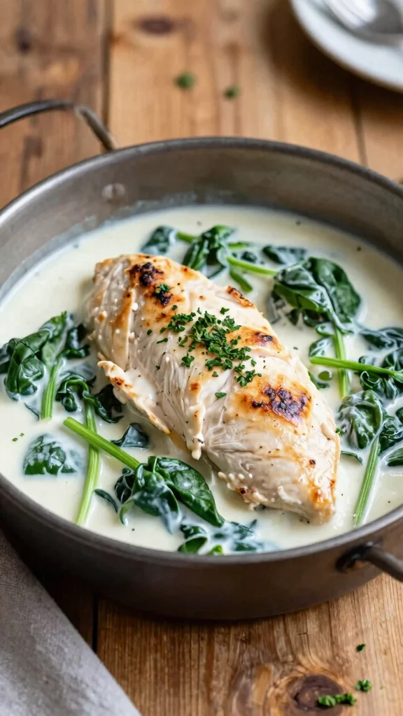18 One-Pan Chicken Recipes for Easy Cleanup - 6. Creamy One-Pan Chicken and Spinach 1