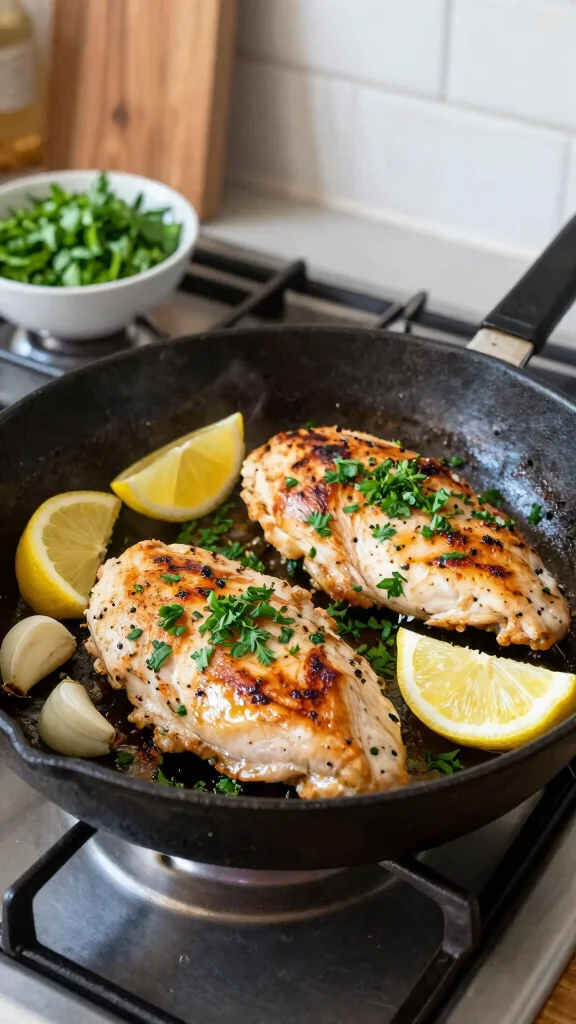 18 Quick and Easy 30-Minute Chicken Recipes for Busy Families - 1. Lemon Garlic Chicken Skillet 1