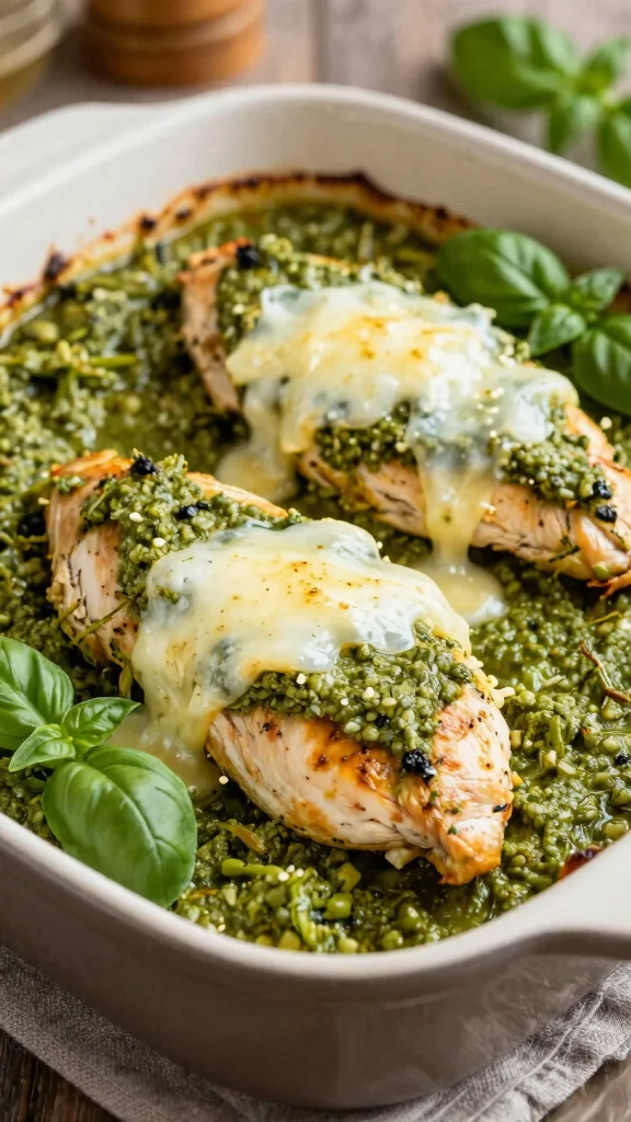 18 Quick and Easy 30-Minute Chicken Recipes for Busy Families - 13. Pesto Chicken Bake 1