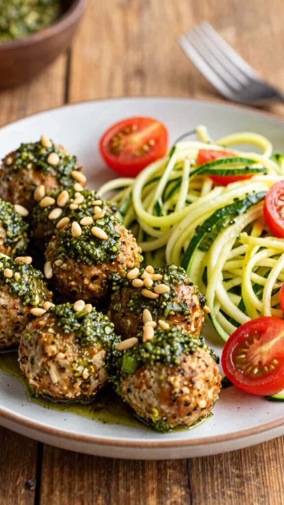 19 Chicken Meatball Recipes Juicy & Easy - 10. Pesto Chicken Meatballs 1