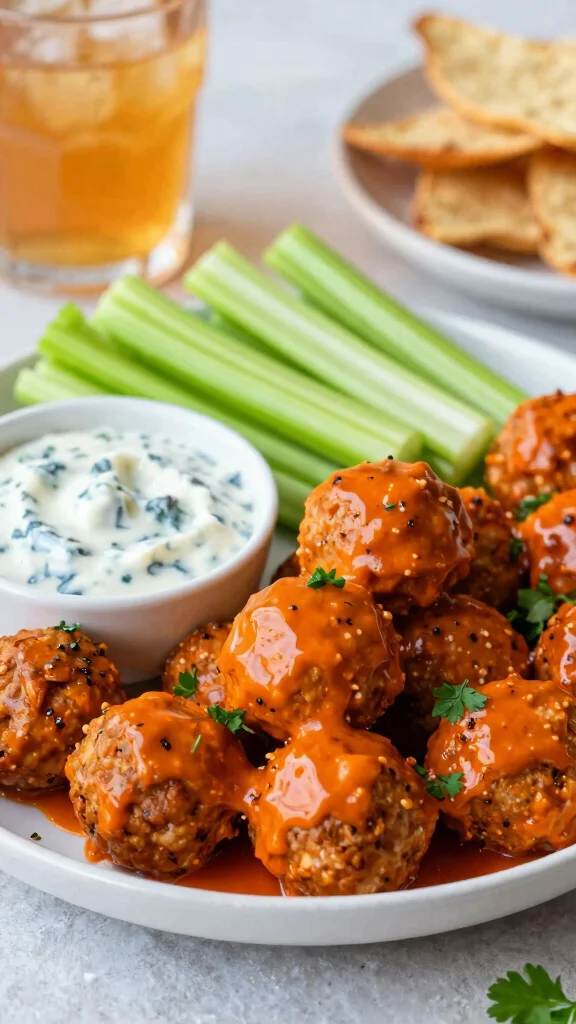 19 Chicken Meatball Recipes Juicy & Easy - 4. Spicy Buffalo Chicken Meatballs 1