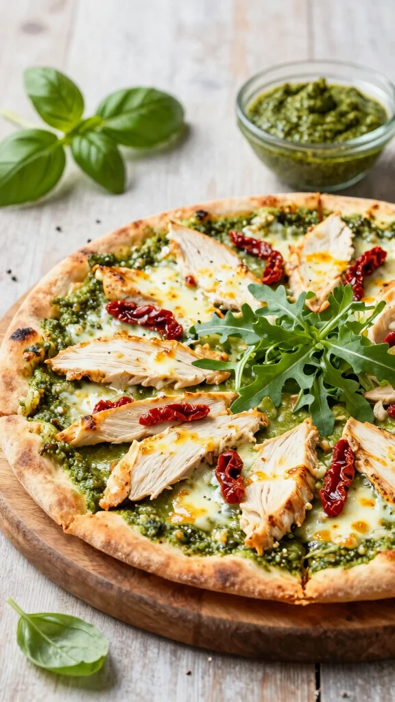 19 Chicken Pizza Recipes You Can Make at Home - 3. Pesto Chicken Pizza 1