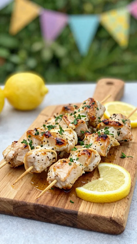 19 Chicken Skewer Recipes for Party Nights - 8. Lemon-Garlic Chicken Skewers 1
