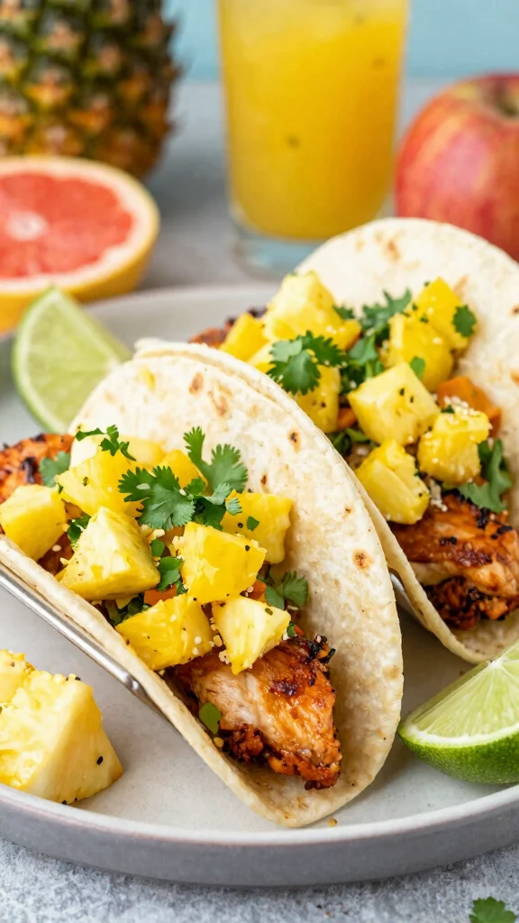 19 Chicken Taco and Burrito Recipes for Taco Tuesday - 17. Chicken Tacos with Pineapple Salsa 1