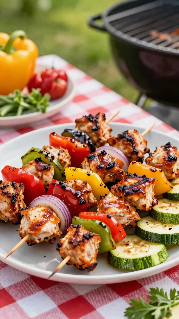 19 Chicken and Vegetable Recipes for Clean Eating - 14. BBQ Chicken & Vegetable Kabobs 1