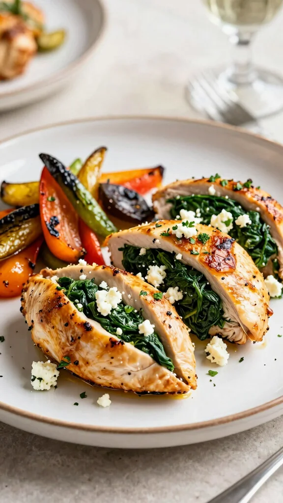 19 Chicken and Vegetable Recipes for Clean Eating - 16. Stuffed Chicken Breasts with Spinach & Feta 1