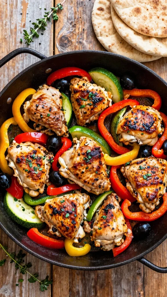 19 Chicken and Vegetable Recipes for Clean Eating - 2. Mediterranean Chicken & Vegetable Skillet 1