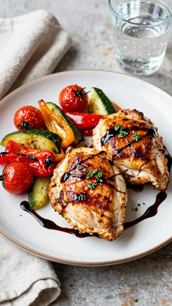 19 Chicken and Vegetable Recipes for Clean Eating - 4. Balsamic Chicken & Roasted Vegetables 1