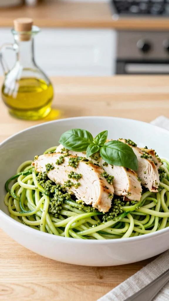 19 Chicken and Vegetable Recipes for Clean Eating - 5. Pesto Chicken & Zucchini Noodles 1