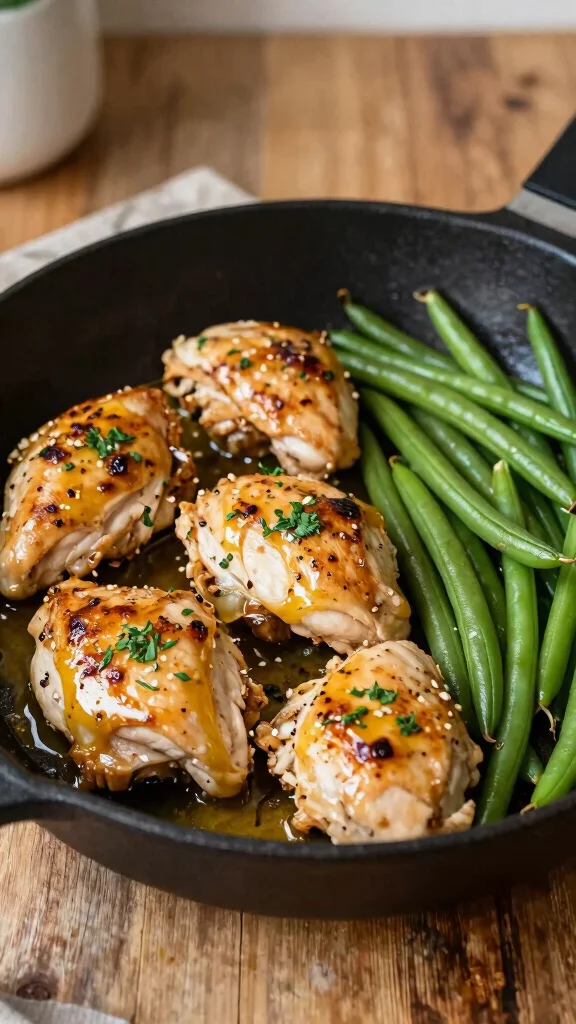 19 Chicken and Vegetable Recipes for Clean Eating - 9. Garlic Butter Chicken & Green Beans 1