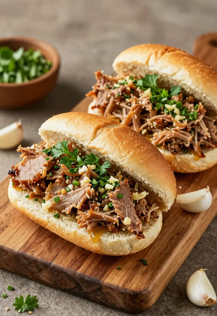 19 Easy Pulled Pork Sandwiches Crock Pot: Game Day Food - 11. Garlic Herb Pulled Pork 1