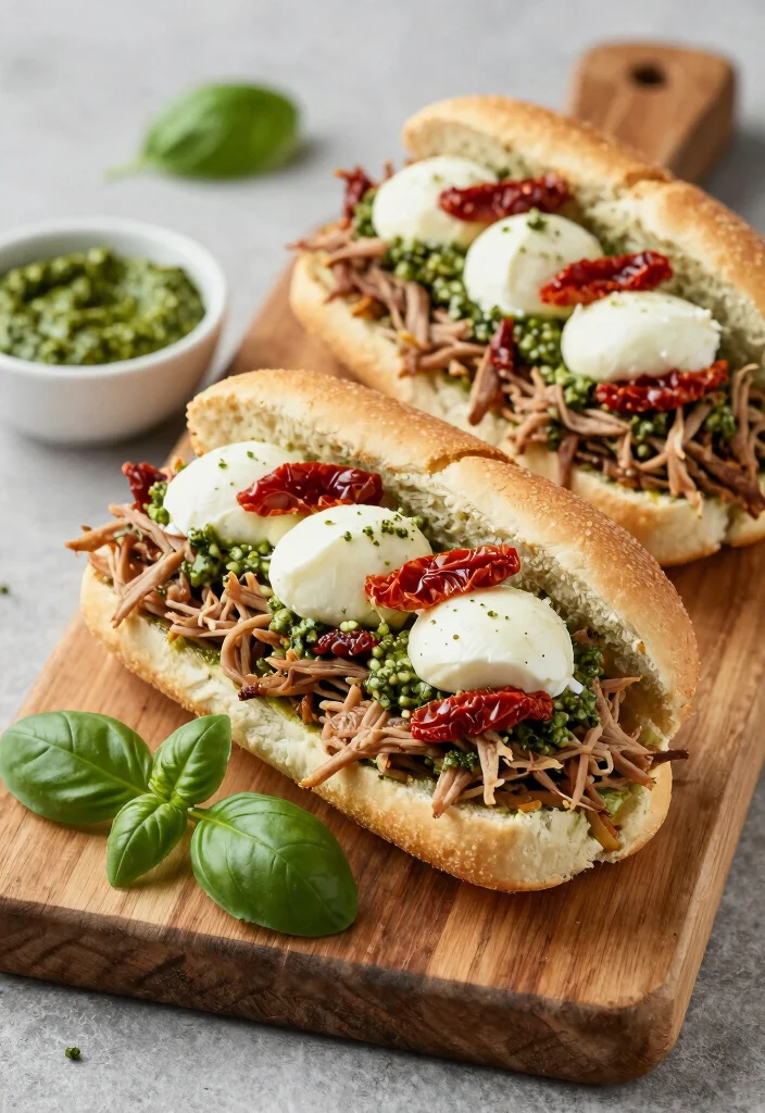 19 Easy Pulled Pork Sandwiches Crock Pot: Game Day Food - 16. Pesto Pulled Pork Sandwiches 1