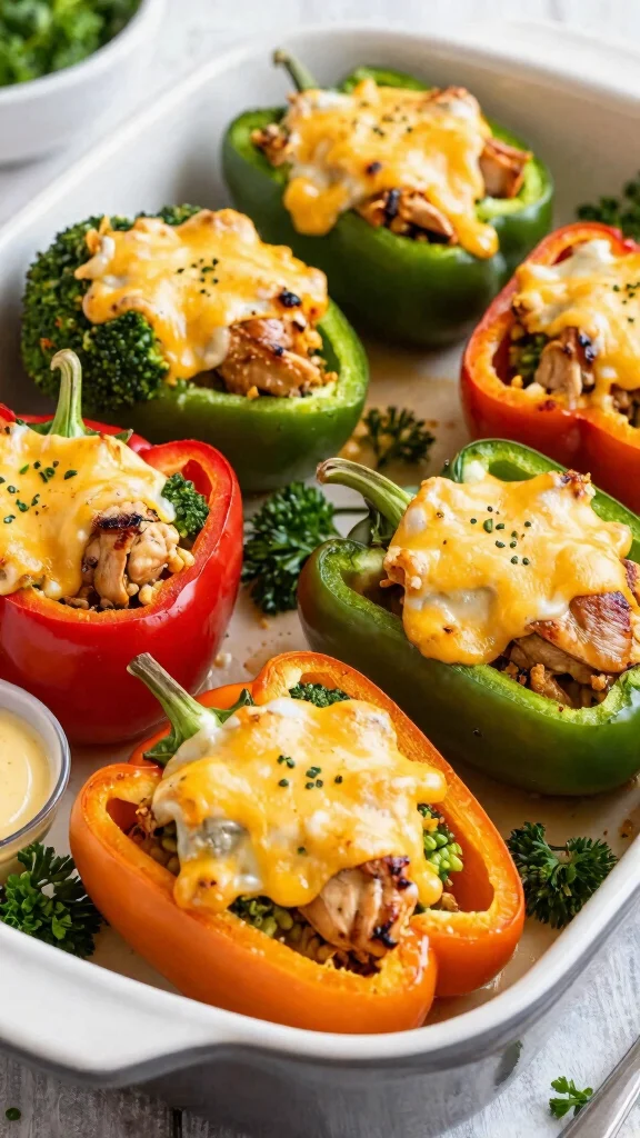 20 Chicken Broccoli Recipes Perfect for Dinner - 10. Chicken Broccoli Stuffed Peppers 1