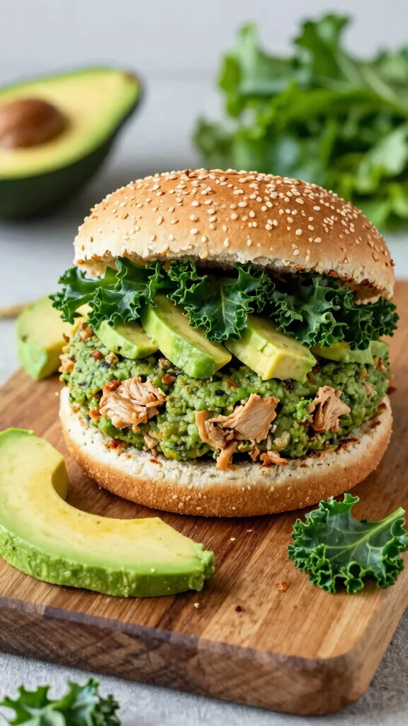 20 Chicken Burger Recipes for Homemade Fast Food - 5. Avocado and Kale Chicken Burger 1