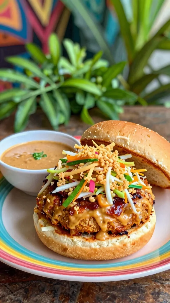 20 Chicken Burger Recipes for Homemade Fast Food - 6. Thai Peanut Chicken Burger 1
