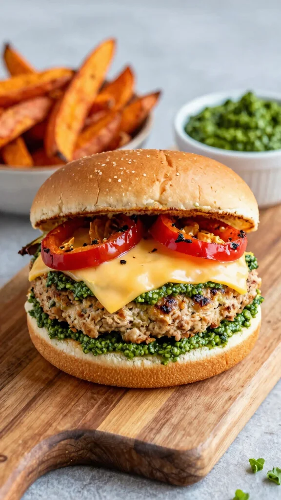 20 Chicken Burger Recipes for Homemade Fast Food - 8. Pesto Chicken Burger 1