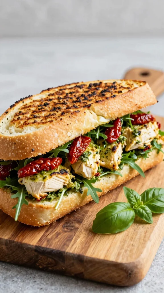 20 Chicken Sandwich and Wrap Recipes to Pack Easily - 11. Pesto Chicken Sandwich 1