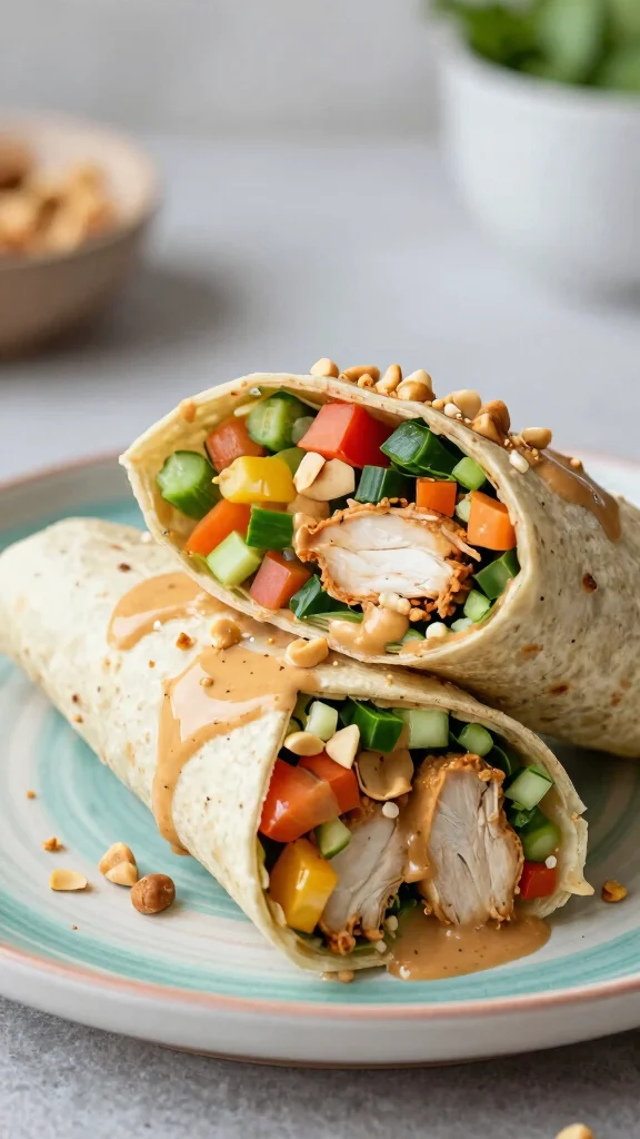 20 Chicken Sandwich and Wrap Recipes to Pack Easily - 13. Thai Chicken Wrap 1