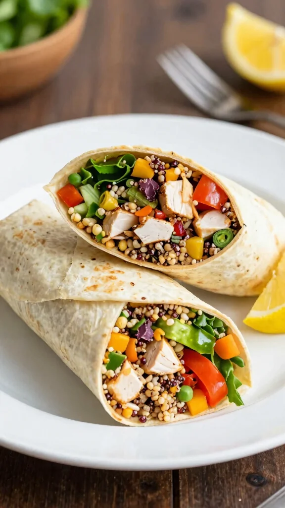 20 Chicken Sandwich and Wrap Recipes to Pack Easily - 16. Chicken and Quinoa Bowl Wrap 1