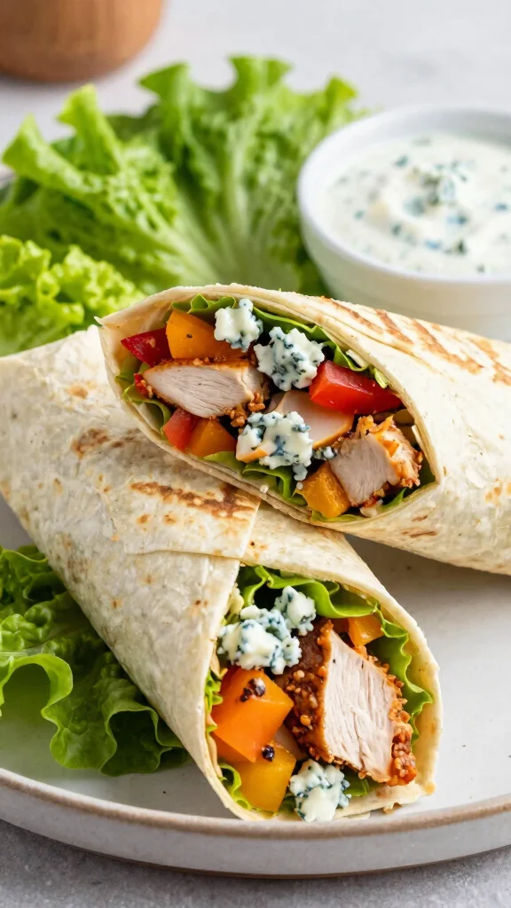 20 Chicken Sandwich and Wrap Recipes to Pack Easily - 20. Buffalo Chicken Wrap with Blue Cheese 1