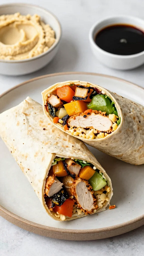 20 Chicken Wrap Recipes for On-the-Go Meals - 20. Chicken and Roasted Veggie Wrap 1