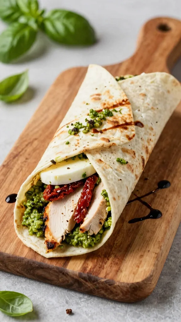 20 Chicken Wrap Recipes for On-the-Go Meals - 8. Pesto Chicken Wrap 1