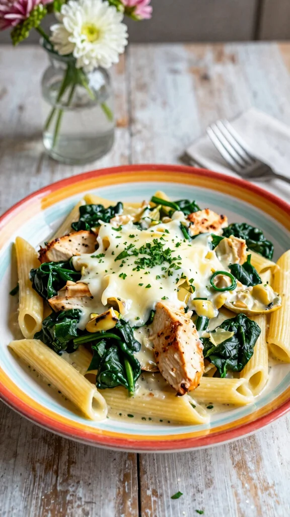 20 Creamy Chicken Pasta Recipes Everyone Loves - 4. Spinach and Artichoke Chicken Pasta 1
