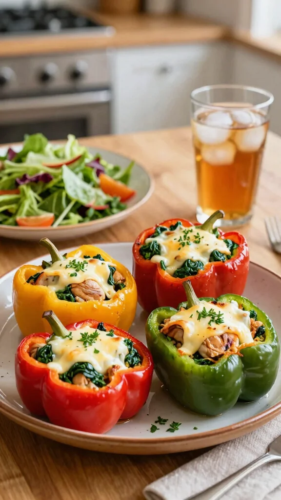 20 Low-Carb Chicken Recipes for Healthy Eating - 17. Chicken and Spinach Stuffed Peppers 1