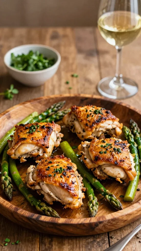 20 Low-Carb Chicken Recipes for Healthy Eating - 8. Herbed Chicken Thighs with Asparagus 1