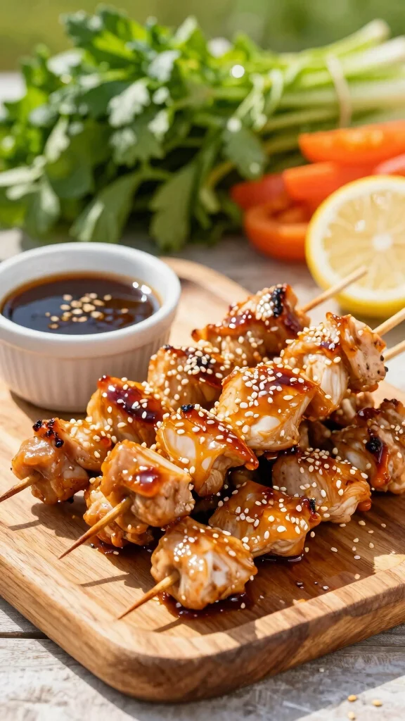 20 Low-Carb Chicken Recipes for Healthy Eating - 9. Honey Garlic Chicken Skewers 1