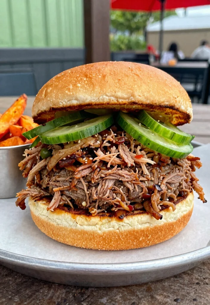 The Ultimate 20 Mississippi Pork Roast Crock Pot Recipes: Tangy Southern Classic - 19. Mississippi Pork Burger 1