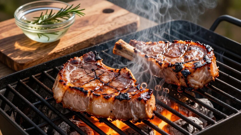hot pellet grilled pork chops