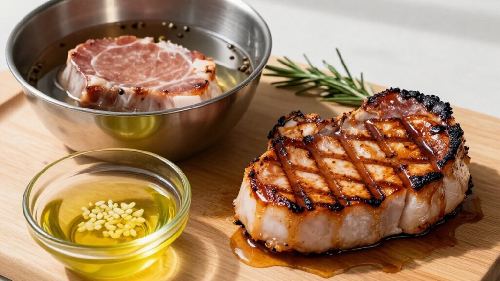 juicy brined pork chop seared