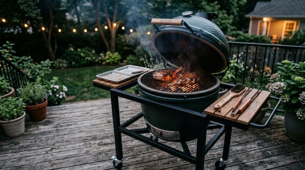 kamado pork chops cooking timing